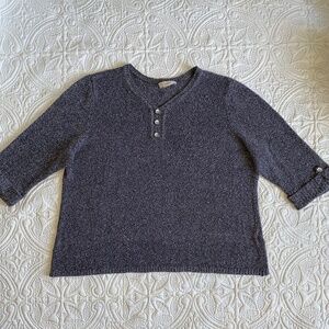 Women’s Gray Sweater with Accent Buttons 3/4 Sleeves CJ Banks Sz 1X